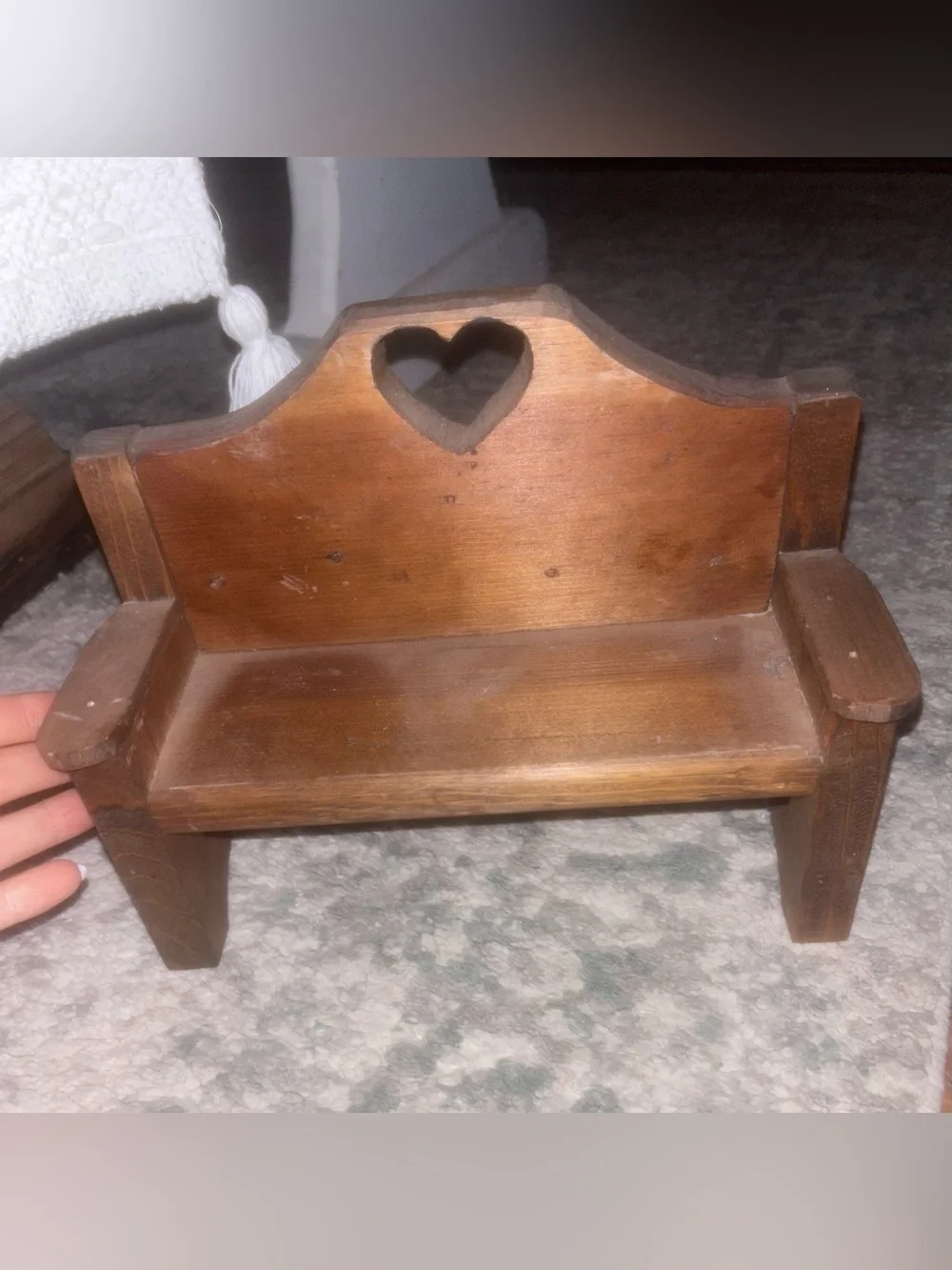 Vintage Wooden Heart Bench Shelf